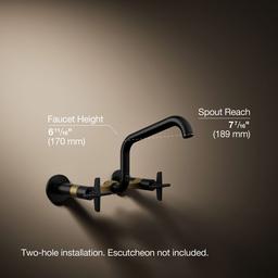 BilletE Two-hole wall-mount bridge kitchen sink faucet - image 3