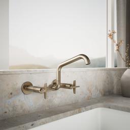BilletE Two-hole wall-mount bridge kitchen sink faucet - image 2