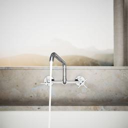 BilletE Two-hole wall-mount bridge kitchen sink faucet - image 4