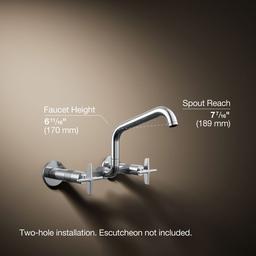 BilletE Two-hole wall-mount bridge kitchen sink faucet - image 3