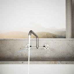 BilletE Two-hole wall-mount bridge kitchen sink faucet - image 4