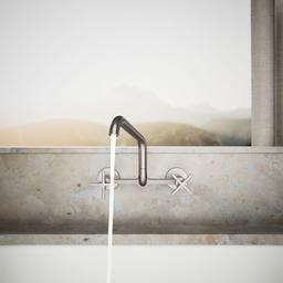 BilletE Two-hole wall-mount bridge kitchen sink faucet - image 4