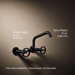 BilletE Two-hole wall-mount bridge kitchen sink faucet - image 3