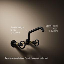 BilletE Two-hole wall-mount bridge kitchen sink faucet - image 3