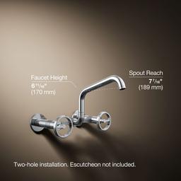 BilletE Two-hole wall-mount bridge kitchen sink faucet - image 3