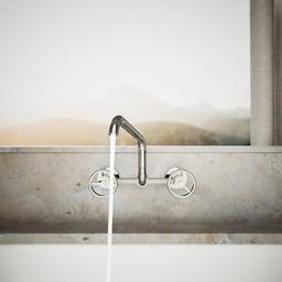 BilletE Two-hole wall-mount bridge kitchen sink faucet - image 4