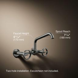 BilletE Two-hole wall-mount bridge kitchen sink faucet - image 3