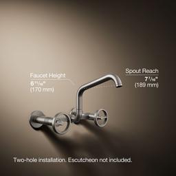BilletE Two-hole wall-mount bridge kitchen sink faucet - image 3