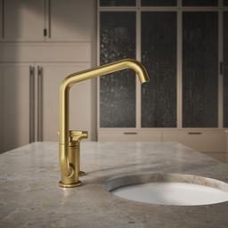 BilletE Single-handle kitchen sink faucet with two-function extended-reach spout and side sprayer - image 6