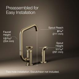 BilletE Single-handle kitchen sink faucet with two-function extended-reach spout and side sprayer - image 3