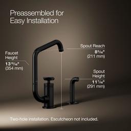 BilletE Single-handle kitchen sink faucet with two-function extended-reach spout and side sprayer - image 3