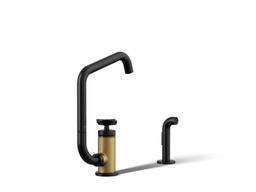 BilletE Single-handle kitchen sink faucet with two-function extended-reach spout and side sprayer - image 1