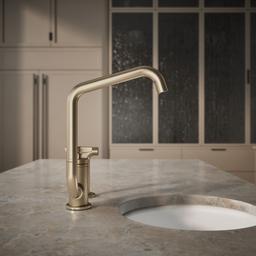 BilletE Single-handle kitchen sink faucet with two-function extended-reach spout and side sprayer - image 6