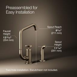 BilletE Single-handle kitchen sink faucet with two-function extended-reach spout and side sprayer - image 3
