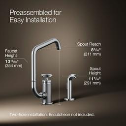 BilletE Single-handle kitchen sink faucet with two-function extended-reach spout and side sprayer - image 3
