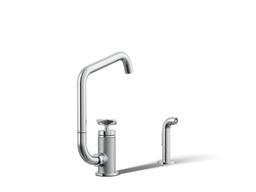 BilletE Single-handle kitchen sink faucet with two-function extended-reach spout and side sprayer - image 1