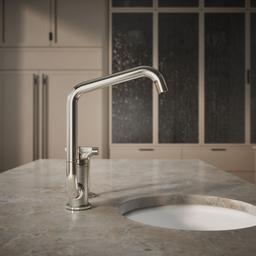 BilletE Single-handle kitchen sink faucet with two-function extended-reach spout and side sprayer - image 6