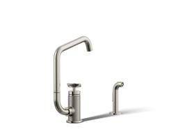 BilletE Single-handle kitchen sink faucet with two-function extended-reach spout and side sprayer - image 1