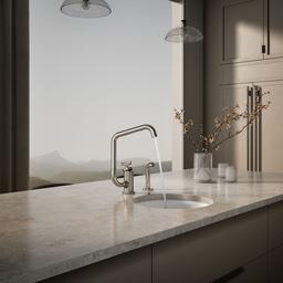 BilletE Single-handle kitchen sink faucet with two-function extended-reach spout and side sprayer - image 4