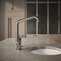 BilletE Single-handle kitchen sink faucet with two-function extended-reach spout and side sprayer - image 6