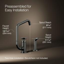 BilletE Single-handle kitchen sink faucet with two-function extended-reach spout and side sprayer - image 3