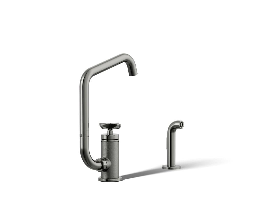 BilletE Single-handle kitchen sink faucet with two-function extended-reach spout and side sprayer by Kohler