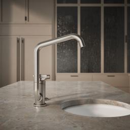 BilletE Single-handle kitchen sink faucet with two-function extended-reach spout and side sprayer - image 6