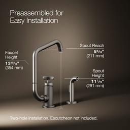 BilletE Single-handle kitchen sink faucet with two-function extended-reach spout and side sprayer - image 3