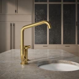 BilletE Single-handle kitchen sink faucet with two-function extended-reach spout and side sprayer - image 6