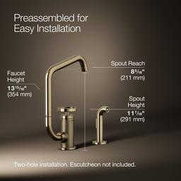 BilletE Single-handle kitchen sink faucet with two-function extended-reach spout and side sprayer - image 3