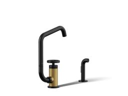 BilletE Single-handle kitchen sink faucet with two-function extended-reach spout and side sprayer - image 1