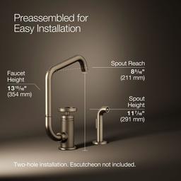 BilletE Single-handle kitchen sink faucet with two-function extended-reach spout and side sprayer - image 3