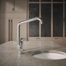 BilletE Single-handle kitchen sink faucet with two-function extended-reach spout and side sprayer - image 6