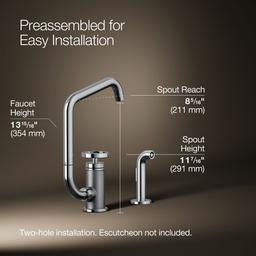 BilletE Single-handle kitchen sink faucet with two-function extended-reach spout and side sprayer - image 3