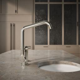 BilletE Single-handle kitchen sink faucet with two-function extended-reach spout and side sprayer - image 6