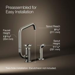 BilletE Single-handle kitchen sink faucet with two-function extended-reach spout and side sprayer - image 3