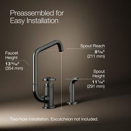 BilletE Single-handle kitchen sink faucet with two-function extended-reach spout and side sprayer - image 3
