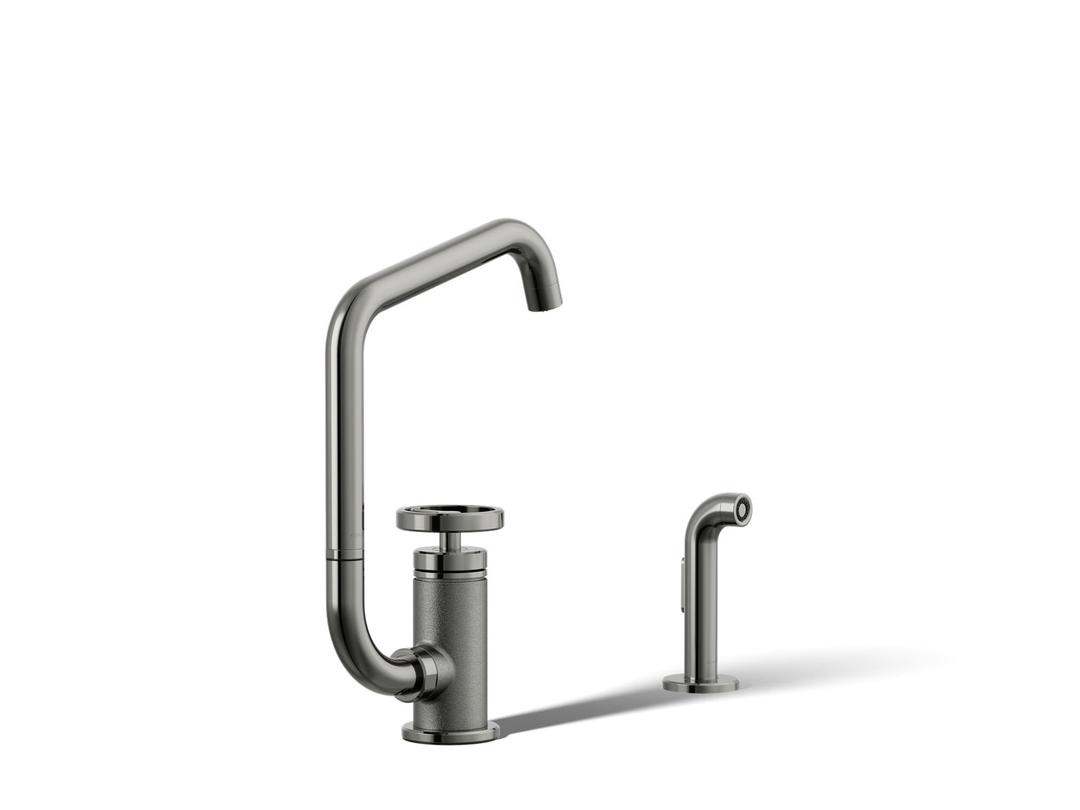 BilletE Single-handle kitchen sink faucet with two-function extended-reach spout and side sprayer by Kohler