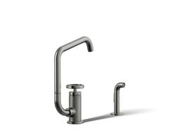 BilletE Single-handle kitchen sink faucet with two-function extended-reach spout and side sprayer - image 1