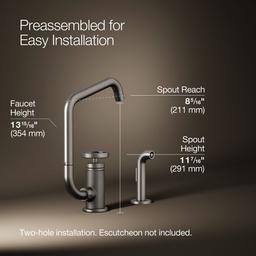 BilletE Single-handle kitchen sink faucet with two-function extended-reach spout and side sprayer - image 3