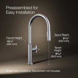 BilletE Pull-down kitchen sink faucet with two-function sprayhead - image 3