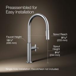 BilletE Touchless pull-down kitchen sink faucet with two-function sprayhead - image 3