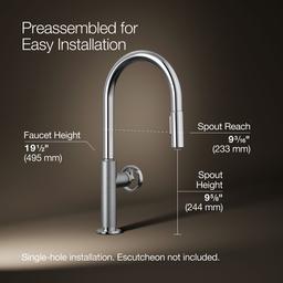 BilletE Touchless pull-down kitchen sink faucet with two-function sprayhead - image 3