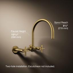 BilletE Two-hole wall-mount bridge kitchen sink faucet - image 3