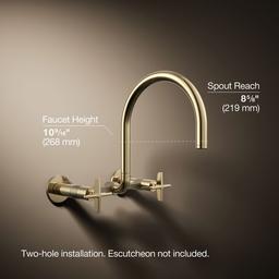 BilletE Two-hole wall-mount bridge kitchen sink faucet - image 3