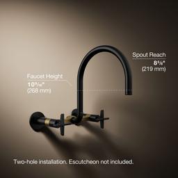 BilletE Two-hole wall-mount bridge kitchen sink faucet - image 3