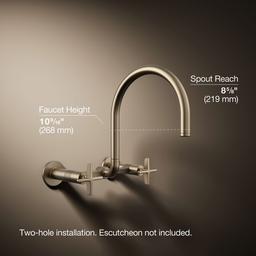 BilletE Two-hole wall-mount bridge kitchen sink faucet - image 3