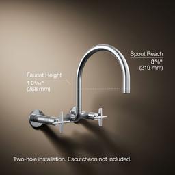 BilletE Two-hole wall-mount bridge kitchen sink faucet - image 3