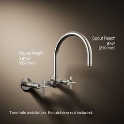 BilletE Two-hole wall-mount bridge kitchen sink faucet - image 3