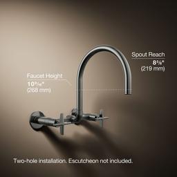 BilletE Two-hole wall-mount bridge kitchen sink faucet - image 3